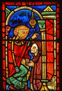Raam met scènes uit het leven van St. Maria de Egyptische (detail) door French School
