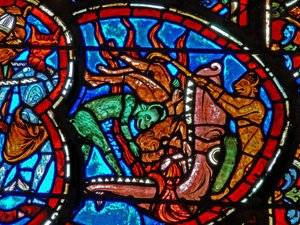 Raam met het Laatste Oordeel: de Mond van de Hel (detail)