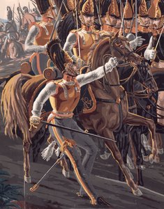 Detail van De Slag bij Austerlitz, een panoramisch behangontwerp, 1827-29