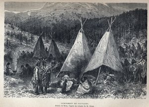 Ontdekking van Canada: Amerikaans Indianenkamp met tipi
