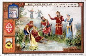 Ontdekking van het lichaam van Frederik Barbarossa in de Selef-rivier