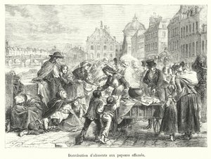 Voedseluitdeling aan uitgehongerde boeren