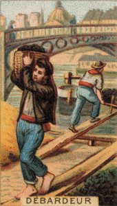 Docker lost een binnenvaartschip (chromolitho) door French School