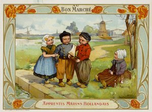 Nederlandse kinderen kijken naar zeilboot
