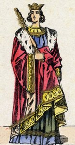 Dynastie van de Capetingen: Portret van Lodewijk X de Twister, koning van de Franken. Epinal afbeelding. door French School