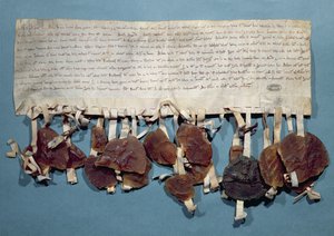 Edict van koning Lodewijk VIII van Frankrijk met een verbod op de praktijk van woeker door Joden (inkt op perkament & was)