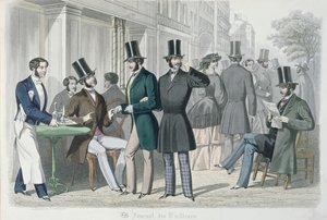 Elegante Jonge Mannen op het Terras van een Café, 1857 door French School