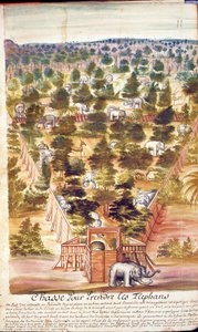 Olifantenjacht in Siam, uit een verslag van de Jezuïeten in Siam, 1688