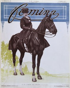 Elisabeth (1876-1965) Koningin der Belgen, van de omslag van Femina Magazine, 15 juli 1910 door French School