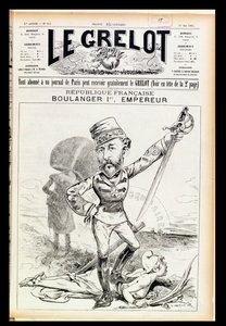 Keizer Boulanger de Eerste, karikatuur van de voorpagina van Le Grelot, 29 mei 1887 door French School