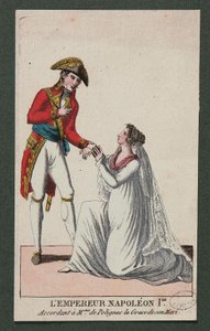 Keizer Napoleon I verleent Madame de Polignac gratie voor haar echtgenoot door French School