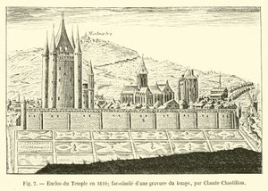 Enclos du Temple in 1610; facsimile van een gravure uit die tijd, door Claude Chastillon door French School