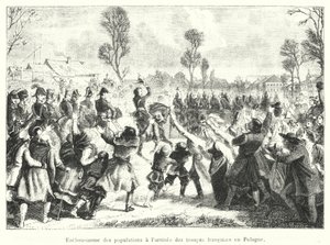 Enthousiasme van de bevolking bij de aankomst van de Franse troepen in Polen