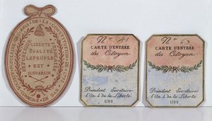 Toegangskaarten voor de Society of the Friends of the Constitution in Dax, 1792 en 1793 (gedrukt papier) door French School