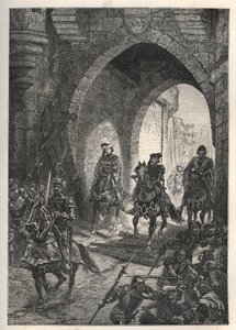 Intocht van Karel VI de Beminde (1368-1422), koning van Frankrijk, in Parijs na het neerslaan van de opstand van de Maillotins in 1382 - Franse koning Karel VI keert terug naar Parijs - Intocht van Karel VI de Beminde (1368-1422), koning van Frankrijk, in  door French School
