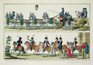 Intocht in Parijs van Charles, Graaf van Artois, 12 april 1814, en Intocht in Parijs van Lodewijk XVIII, Koning van Frankrijk en Navarra, 3 mei 1814 door French School