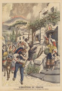 Uitbarsting van de Vesuvius (kleurenlitho)