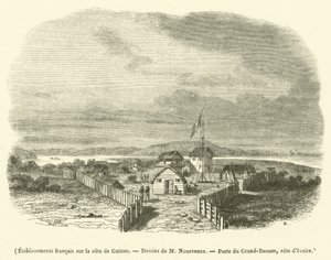 Franse vestigingen aan de kust van Guinee (gravure)
