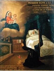 Ex voto voor Zuster Claudine Aguetant, die stierf in het algemene ziekenhuis van Lyon