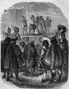 Executie van Charles de Gontaut Biron (1602): maarschalk Charles de Gontaut Biron, gouverneur van Bourgondië (1562 - 1602). door French School