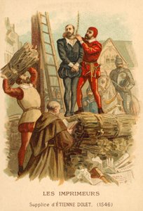 Executie van Etienne Dolet, Franse geleerde, vertaler en drukker, Parijs, 1546 door French School
