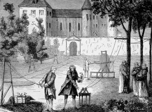 Experiment uitgevoerd in 1746 door Lemonnier in het klooster van de Chartreux om de snelheid van elektriciteit te waarderen - in 
