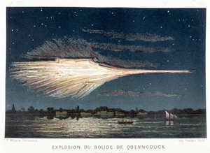 Explosie van de bolide van Quenngouck (meteoriet) op 27 december 1857 door French School