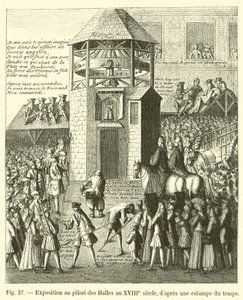 Tentoonstelling aan de schandpaal van de Hallen in de 18e eeuw, naar een prent uit die tijd door French School