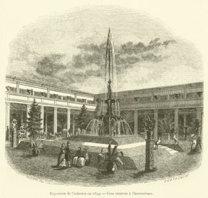 Industrie tentoonstelling in 1849, Binnenplaats gereserveerd voor tuinbouw (gravure)