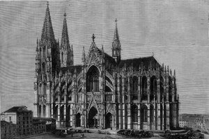 Buitenaanzicht van de Dom van Keulen, Duitsland door French School