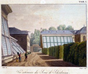 Buitenaanzicht van de kassen van Schönbrunn - in 
