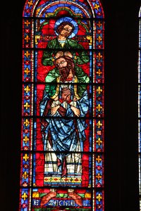 Ezechiël met St. Johannes op zijn schouders door French School
