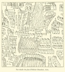 Facsimile van het plan van Olivier Truschet, 1551 door French School