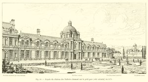 Voorgevel van het kasteel van de Tuilerieën aan de kleine tuinzijde, oostkant, in 1575 door French School