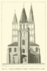 Westelijke gevel van de kerk, gerestaureerd door M. A. Lenoir