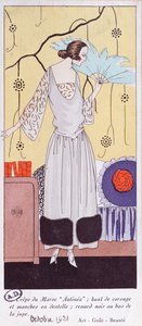 Modeplaat met afbeelding van een waaier gemaakt van veren, uit Art, Gout, Beaute, 1921 door French School