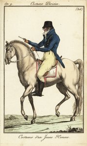Modieuze jongeman of Incroyable te paard