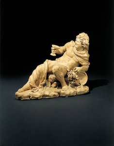 Beeld van Bacchus liggend met een glas wijn, ca. 1770 door French School