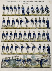 Brandweer van de stad Parijs in manoeuvre - Afbeelding van Epinal, circa 1852