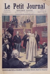 Eerste moslimafgevaardigde in de Franse Assemblee, Dr. Philippe Grenier, omslagillustratie van Le Petit Journal, 24 januari 1897