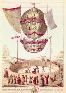 Eerste vlucht van een heteluchtballon, 22 december 1783 in Defsessebruk (Wales)