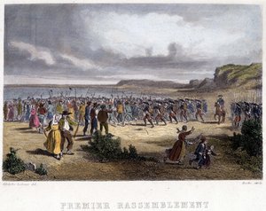 Eerste bijeenkomst van de Vendeanen - gravure