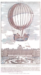 Eerste bemande waterstofballonvlucht, 1783 door French School