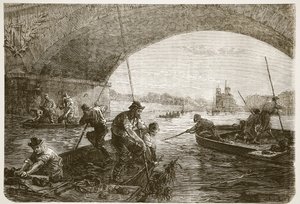 Vissen naar wapens in de Seine, illustratie uit Cassells Geschiedenis van de Oorlog tussen Frankrijk en Duitsland, 1870-1871
