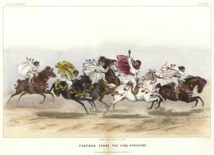 Vijf verklede apen te paard door French School