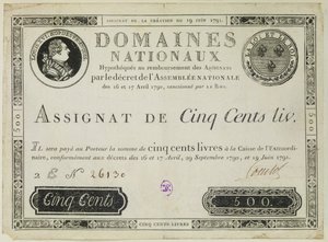 Vijfhonderd livres bankbiljet, 19 juni 1791