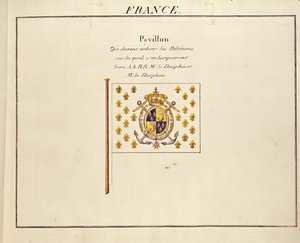 Vlag van de Dauphin en Dauphine, Louis-Antoine en Marie-Therese van Frankrijk, uit Pavillons des Puissances Maritimes, ca. 1815-30 door French School