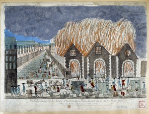 Foire de la Foire Saint Germain in Parijs, de nacht van 16 op 17 maart 1762 - gravure door French School