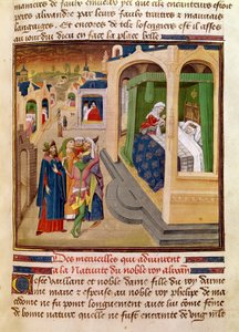 Fol.10r De Wonderen die Gebeurden bij de Geboorte van Alexander de Grote (356-323 v.Chr.) illustratie uit een boek door Jean Wauquelin, uit de Histoire du Grand Alexandre 1460