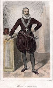 Voetportret van Hendrik IV (1553 - 1610) met een zwaard.